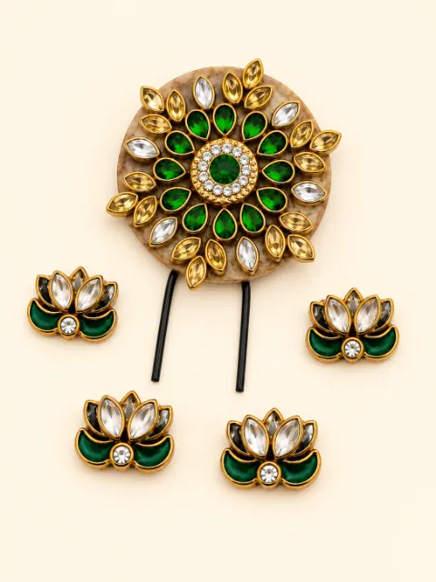 Emerald Gold Floral Hair Accessory Set