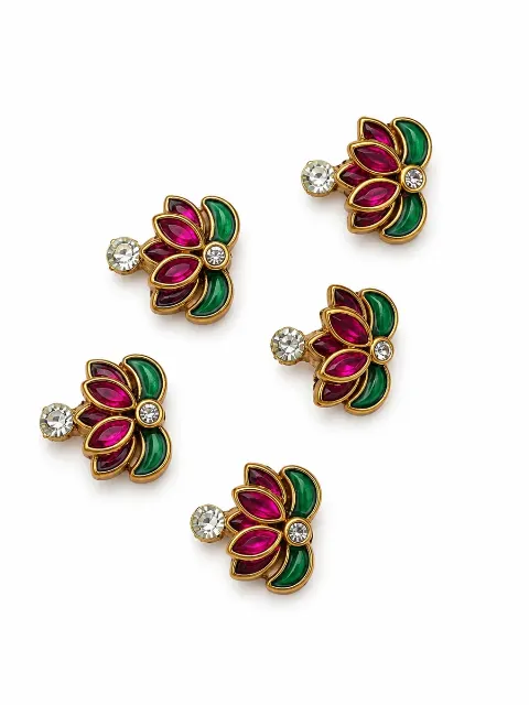 Magenta Green Floral Hair Pins