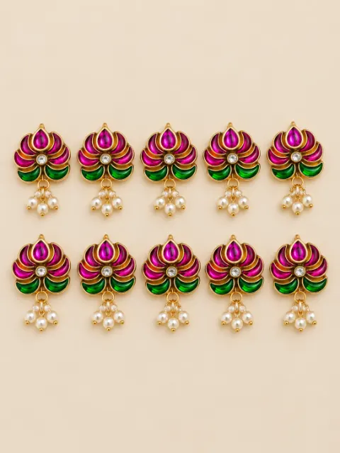 Lotus with pearl hanging hair pins 10 pieces
