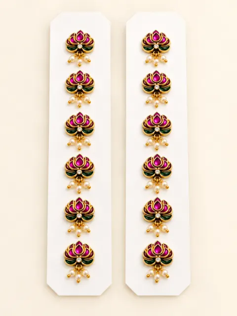 3D Lotus Kundan Hair Pins