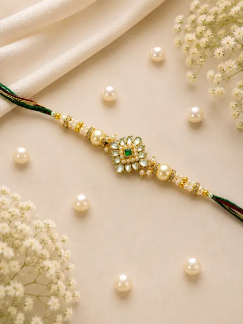Elegant Floral Pearl Rakhi