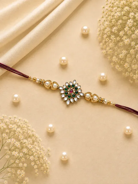 Ruby Emerald Blossom Rakhi