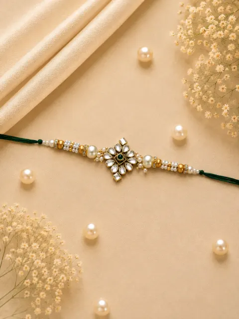 Emerald Pearl Blossom Rakhi