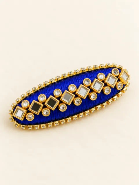 Royal Blue Designer Stone Saree Pin