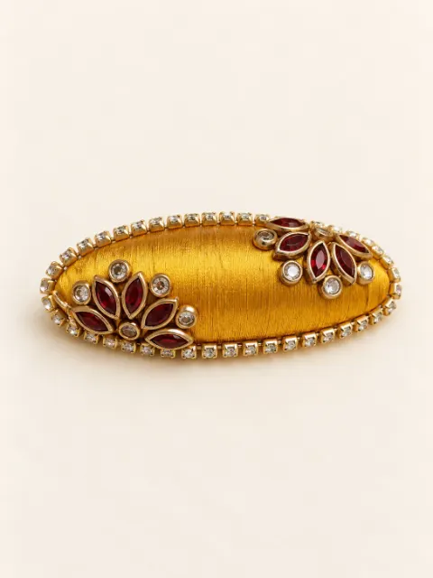 Mustard Gold Floral Saree Pin