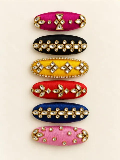 Six-Piece Handmade Floral Saree Pin Set
